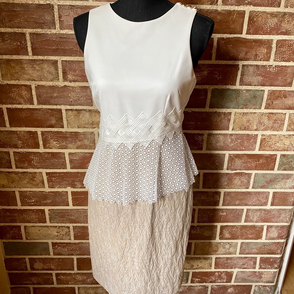 White & Cream Pencil Dress